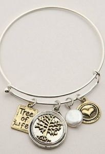 Two Tone Tree Of Life Bangle Bracelet